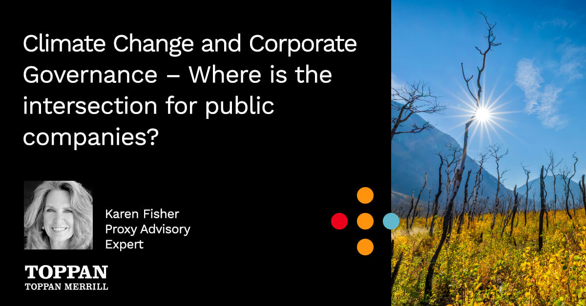 Climate Change and Corporate Governance - Where is the intersection for public companies?
