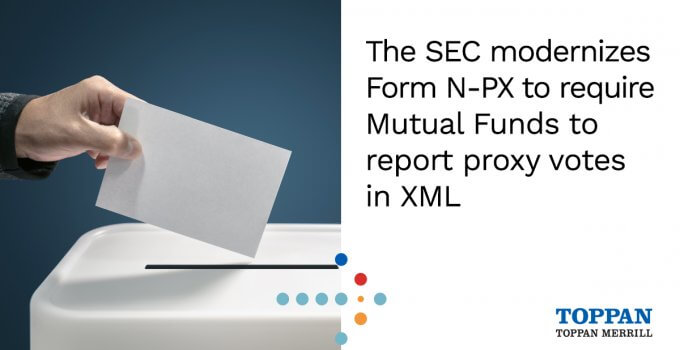 Proposed title: The SEC modernizes Form N-PX to require Mutual Funds to report proxy votes in XML