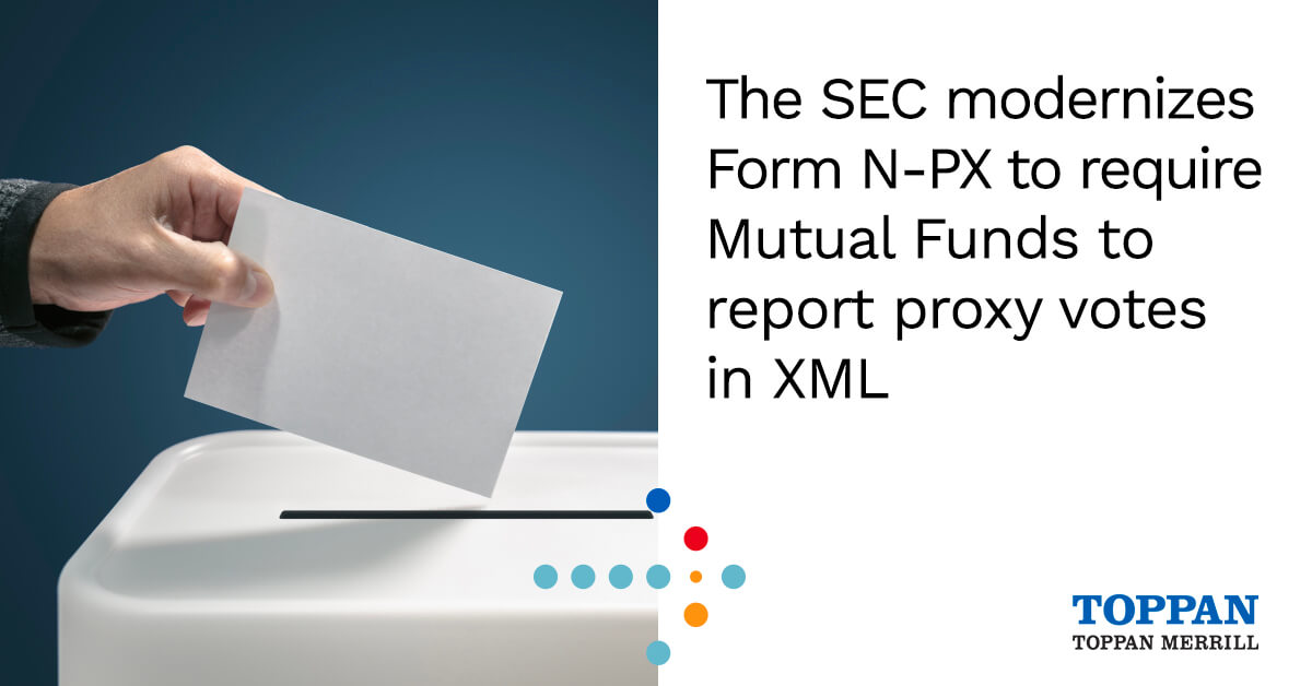 Proposed title: The SEC modernizes Form N-PX to require Mutual Funds to report proxy votes in XML