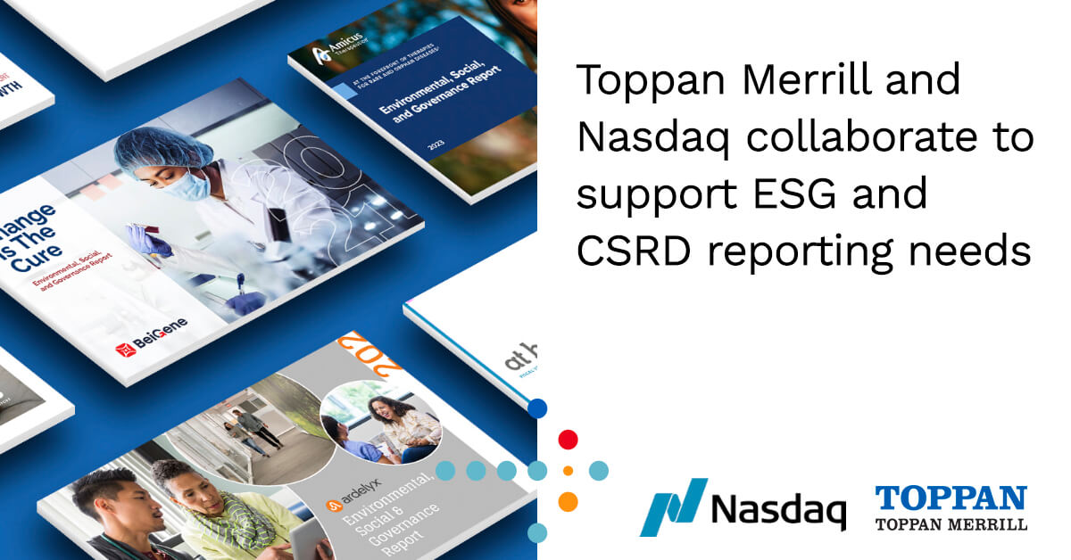 Toppan Merrill and Nasdaq collaborate to support ESG and CSRD reporting needs