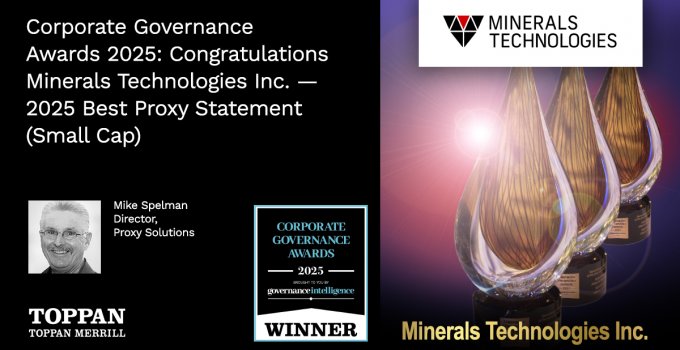 Congratulations Minerals Technologies Inc. – 2025 Best Proxy Statement (Small Cap)