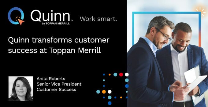 Tile for Anita Roberts' blog about Quinn and Customer Success, featuring an image of two male colleagues