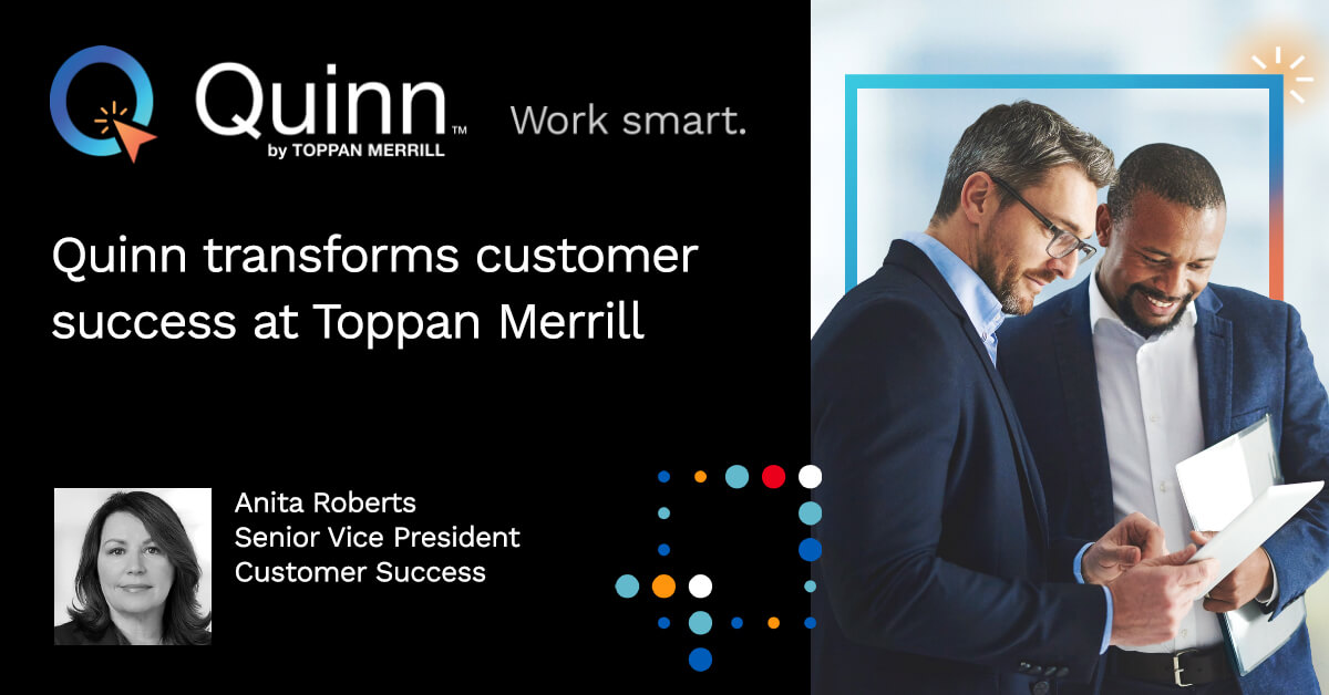 Tile for Anita Roberts' blog about Quinn and Customer Success, featuring an image of two male colleagues