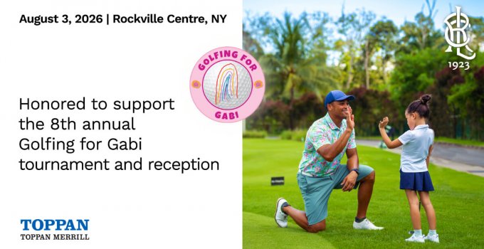 Man and child high-five on a golf course during the Golfing for Gabi event.