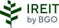 IREIT by BGO logo featuring a green geometric design.