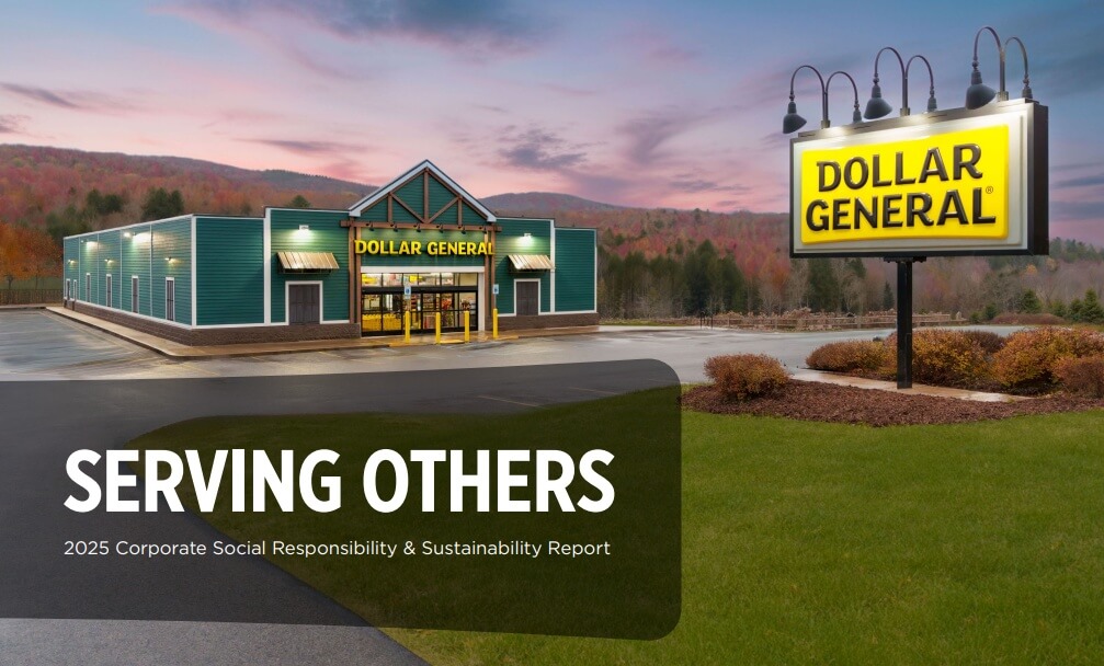 Picture of the outside of a Dollar General store.